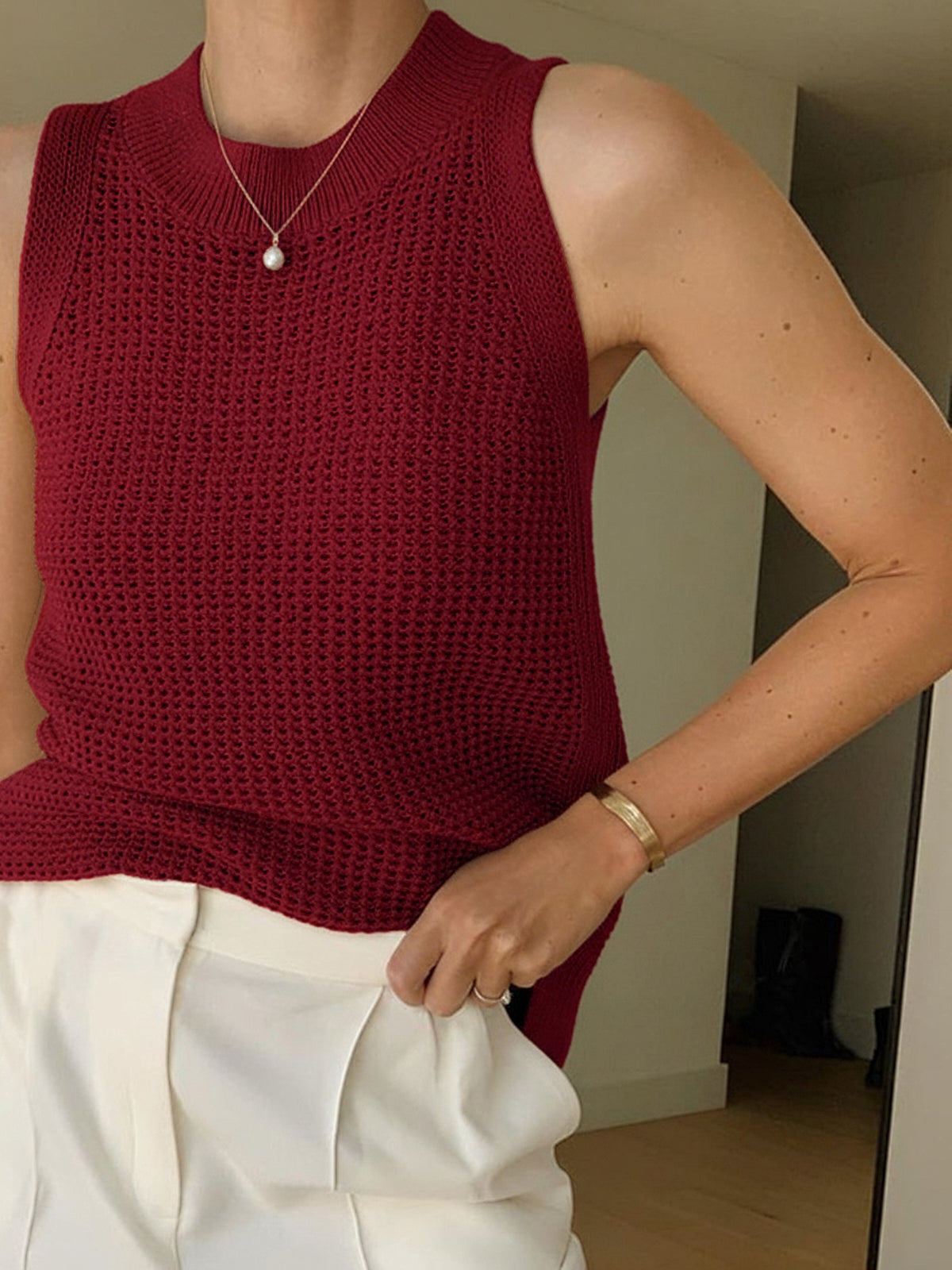 Chic Hollow Knit Tank Top