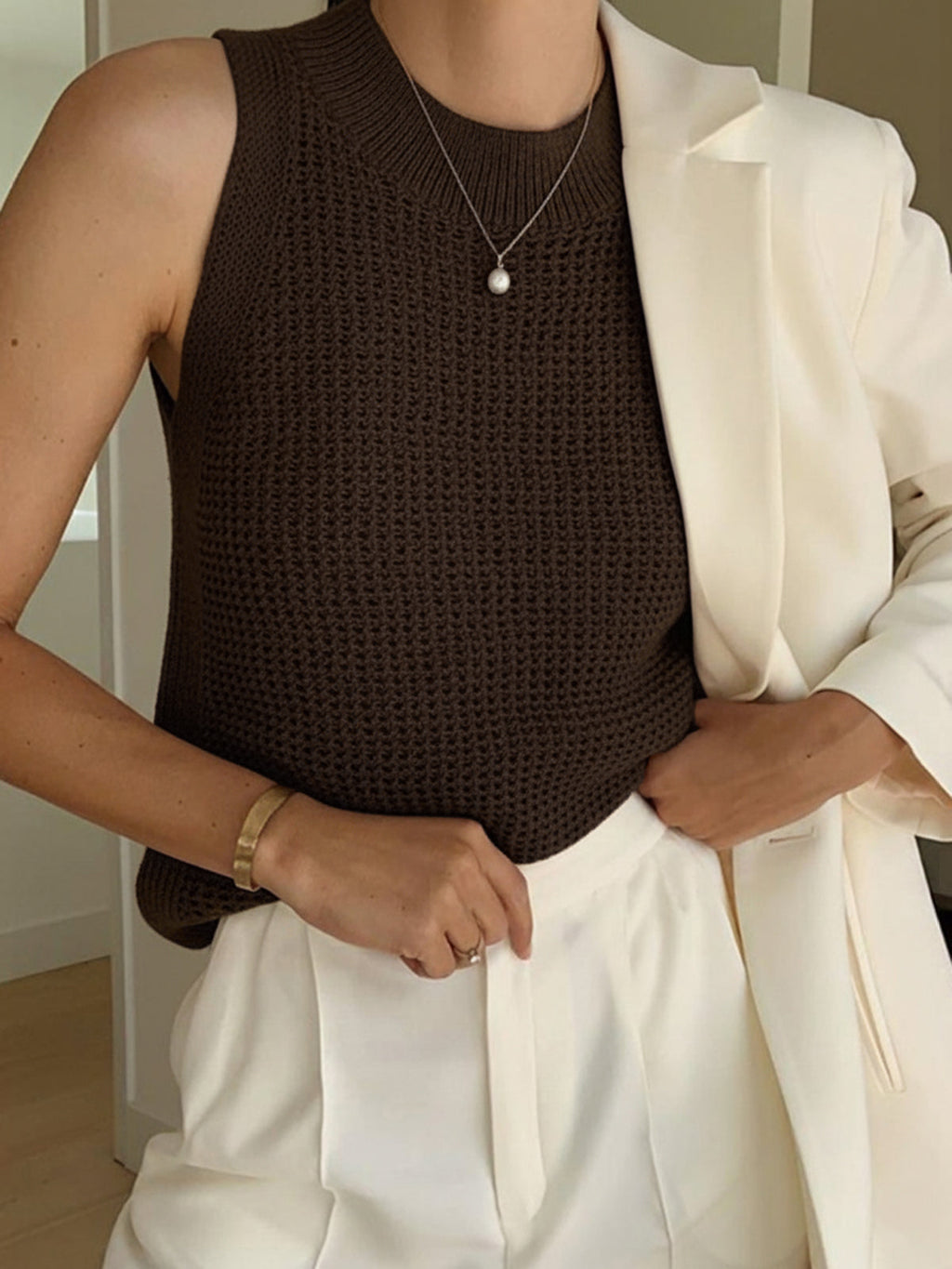 Chic Hollow Knit Tank Top