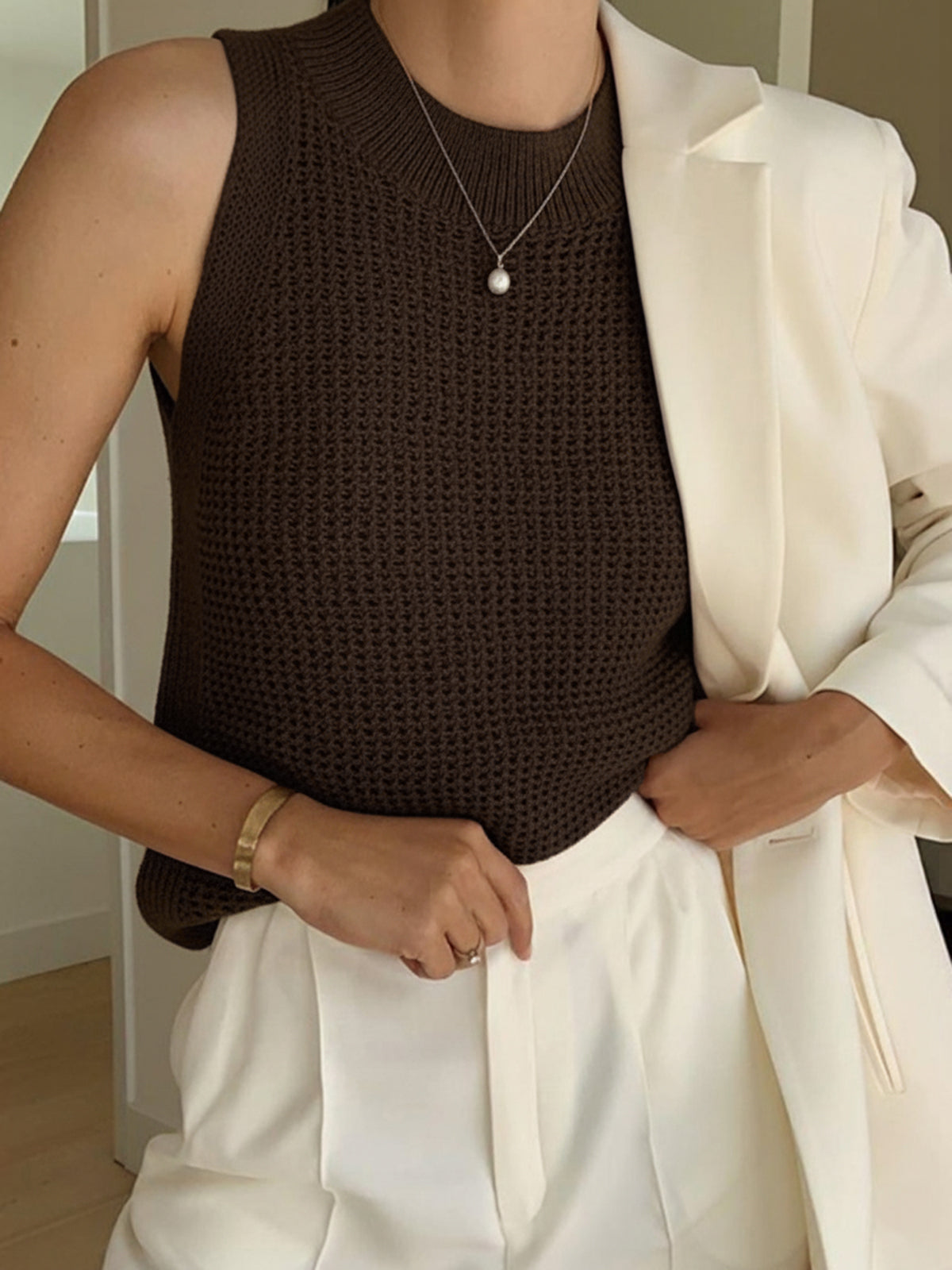 Chic Hollow Knit Tank Top