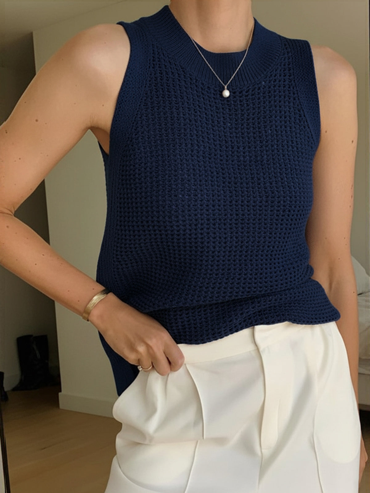 Chic Hollow Knit Tank Top