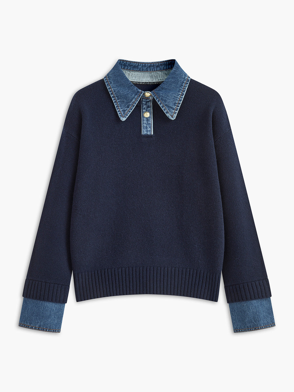 Dual-Style Lapel Relaxed Fit Sweater