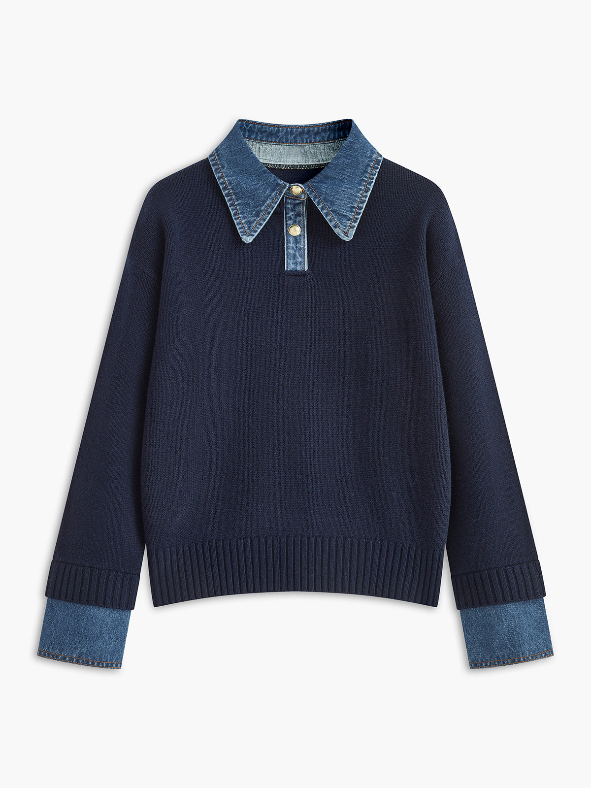 Dual-Style Lapel Relaxed Fit Sweater