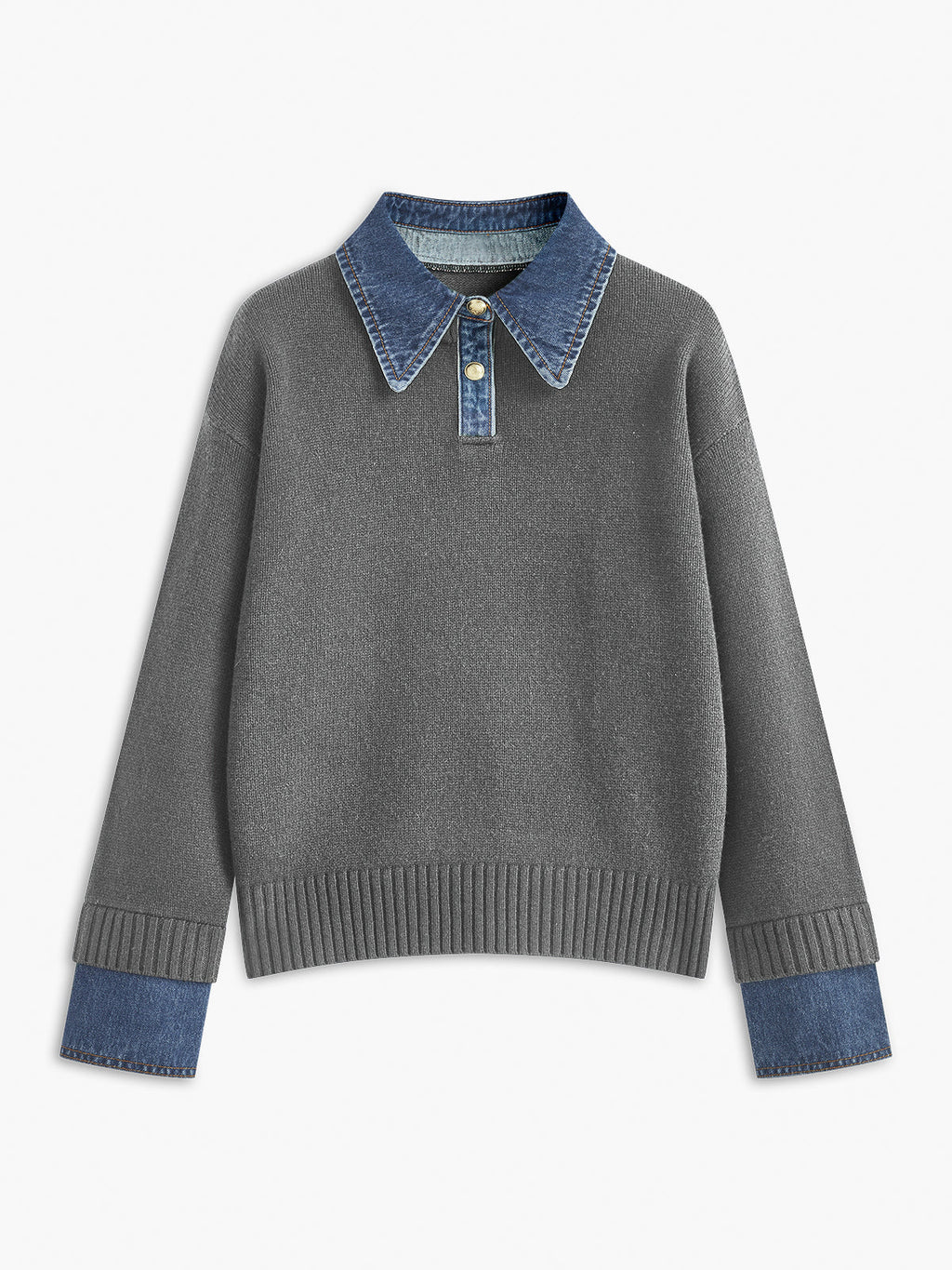 Dual-Style Lapel Relaxed Fit Sweater