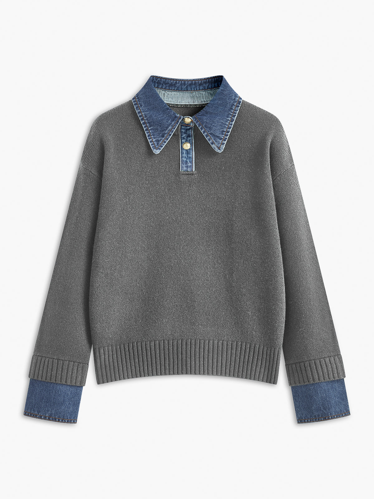 Dual-Style Lapel Relaxed Fit Sweater