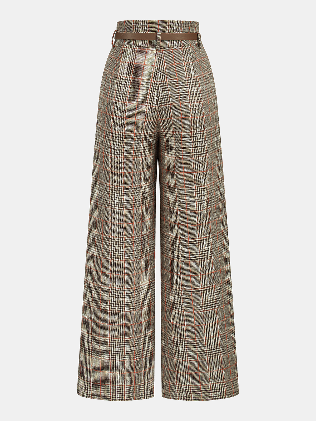 Tailored High-Waisted Plaid Trousers with Belt