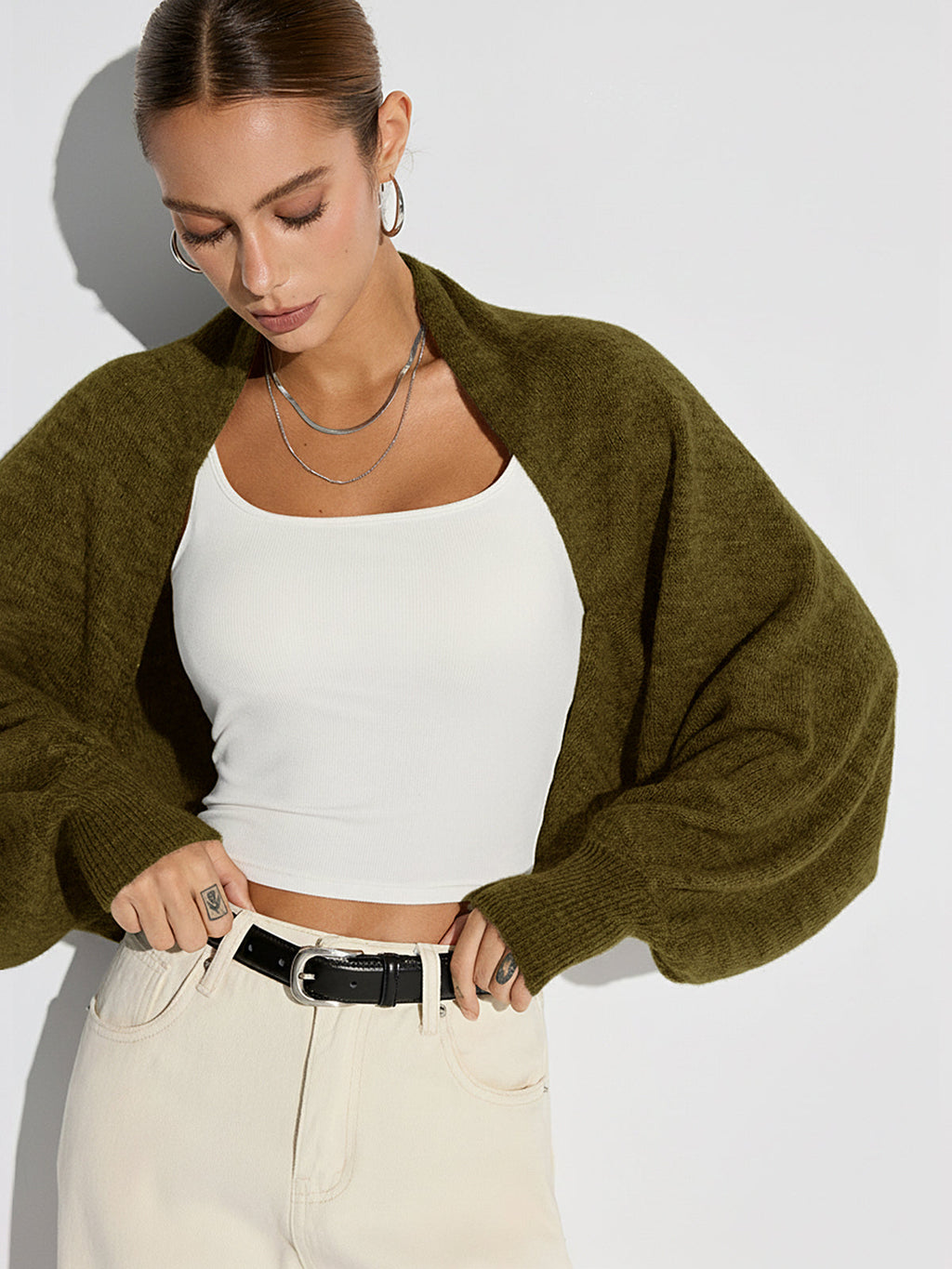 Cozy Oversized Batwing Sleeve Wool Blend Cardigan