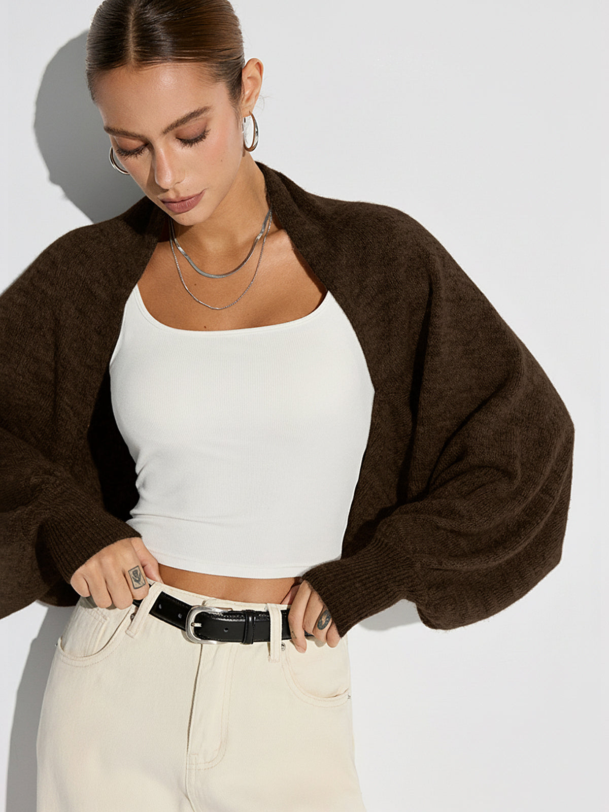 Cozy Oversized Batwing Sleeve Wool Blend Cardigan