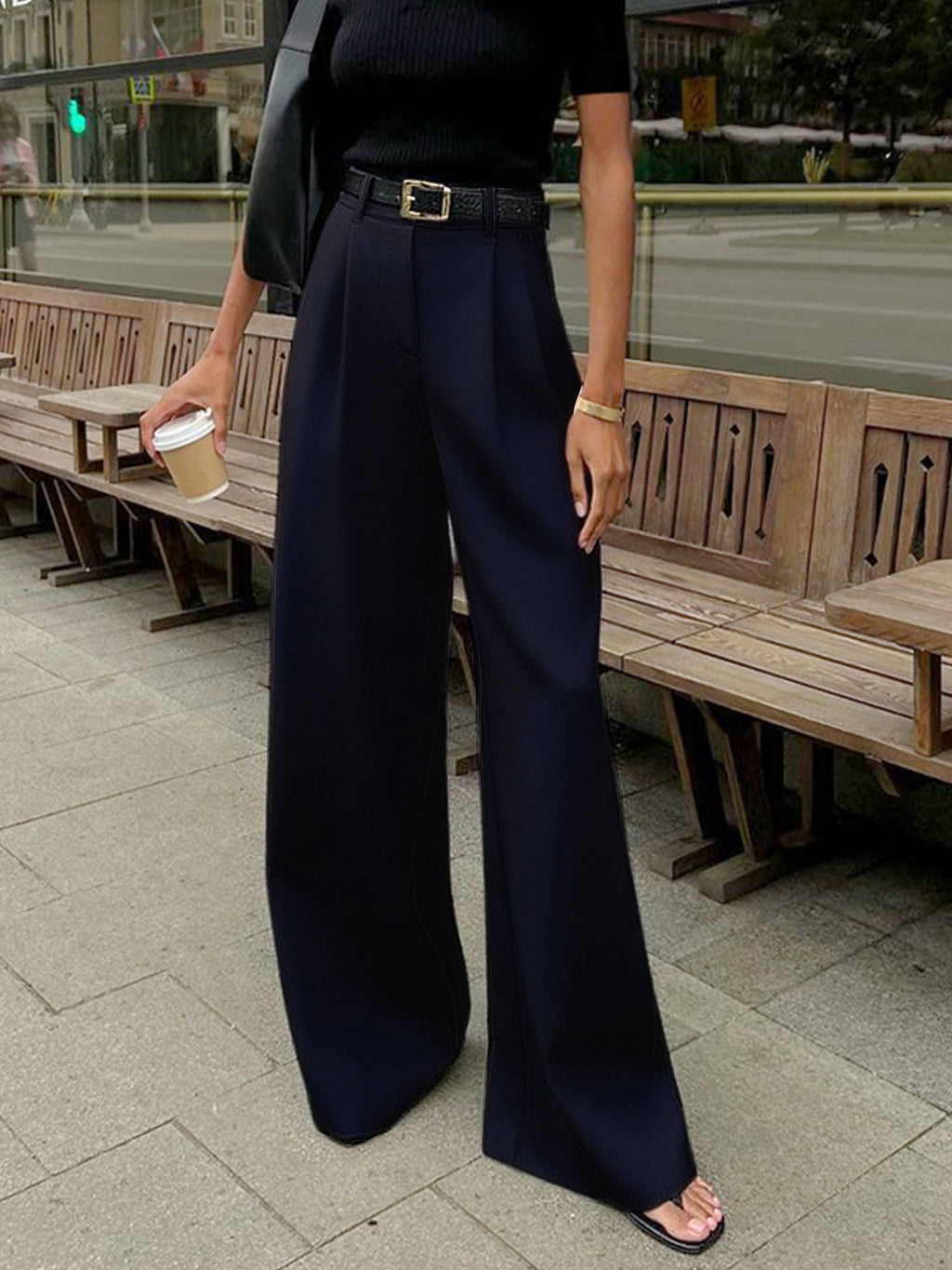 Chic High-Waisted Wide Leg Trousers