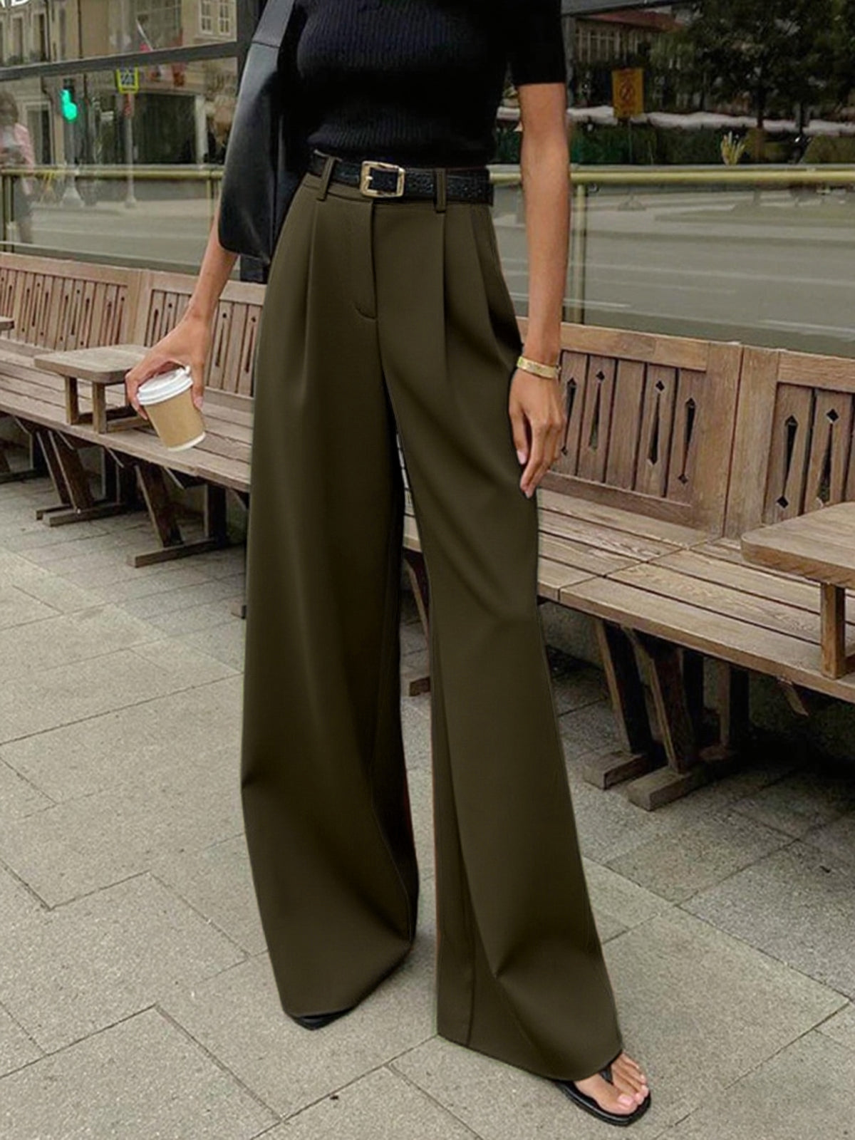 Chic High-Waisted Wide Leg Trousers