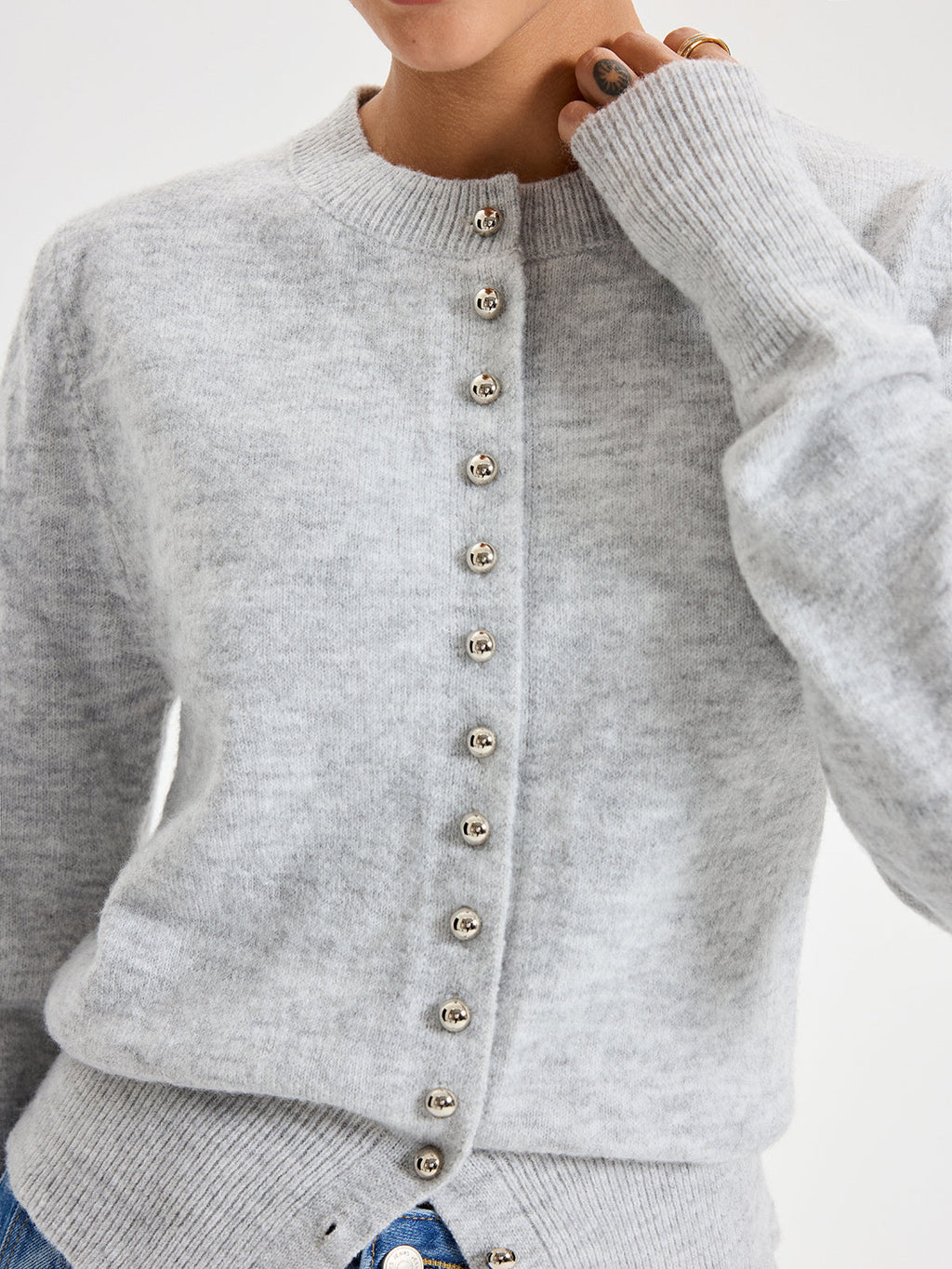 Classic Button-Up Crew Neck Cardigan