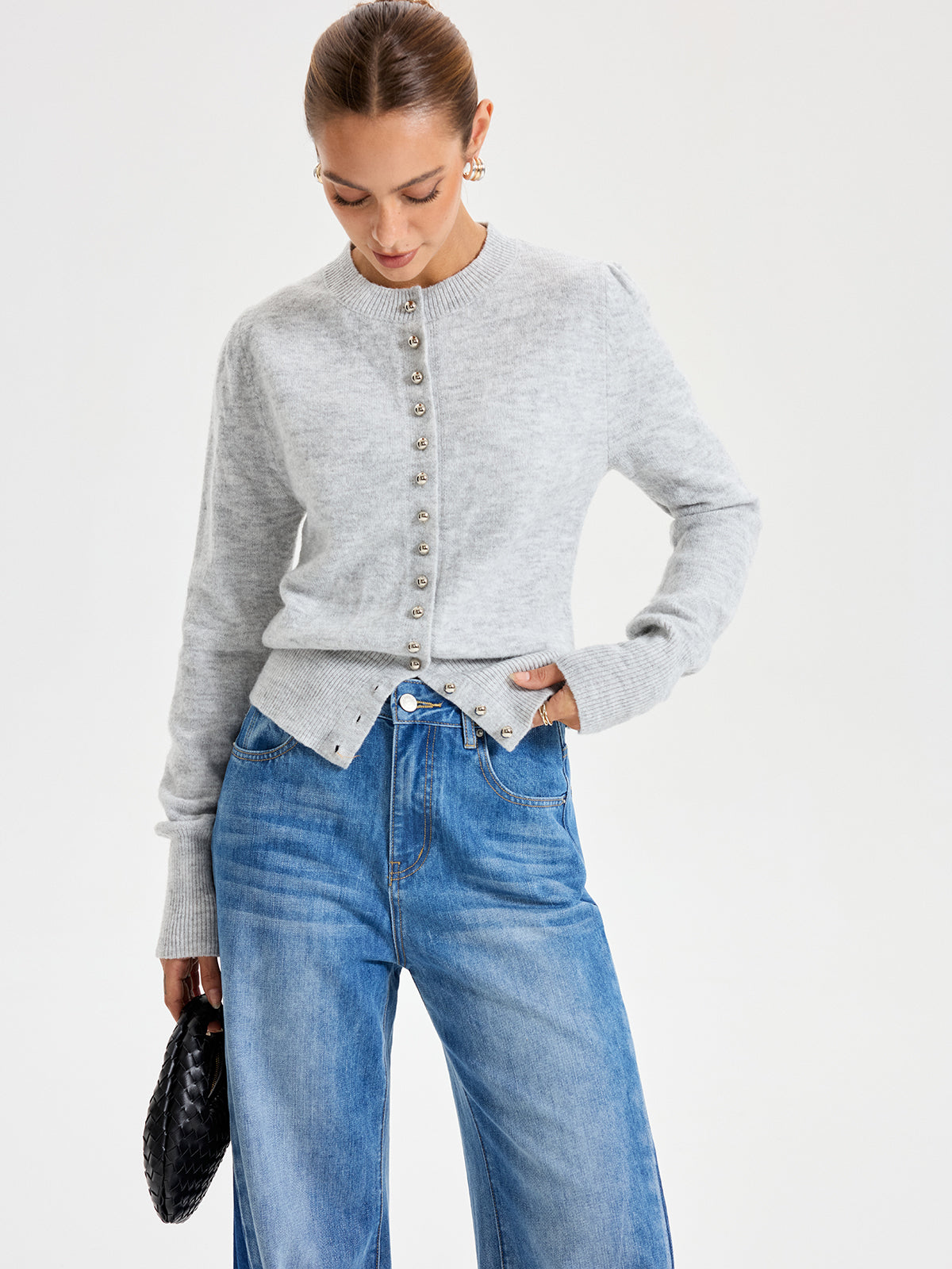 Classic Button-Up Crew Neck Cardigan