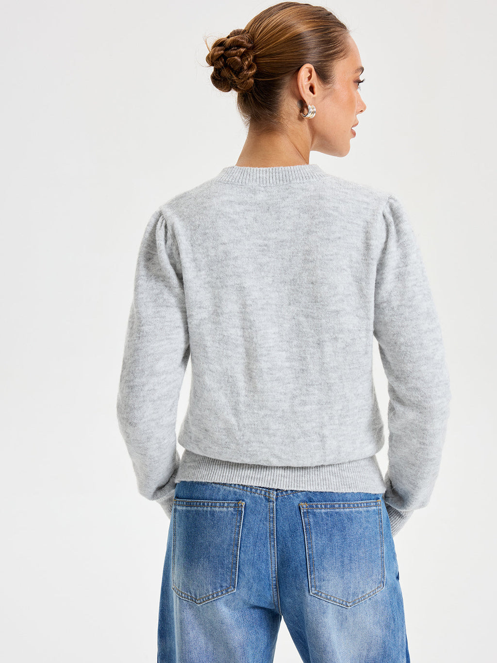 Classic Button-Up Crew Neck Cardigan