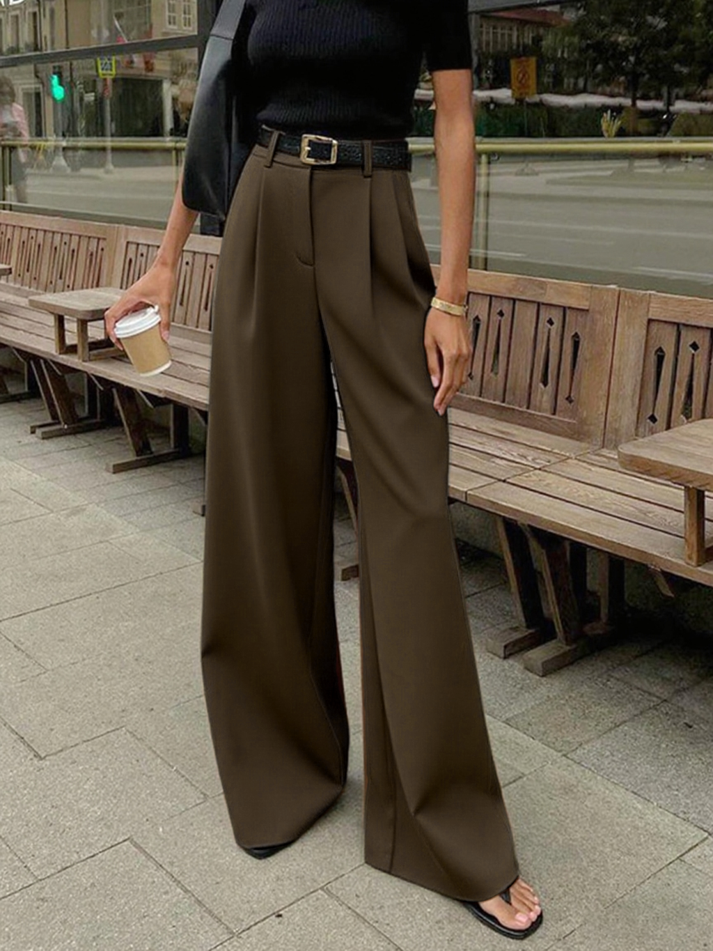 Chic High-Waisted Wide Leg Trousers