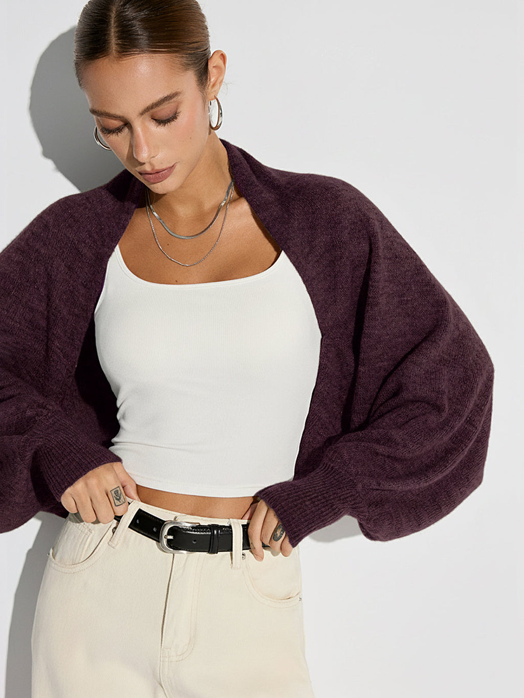 Cozy Oversized Batwing Sleeve Wool Blend Cardigan