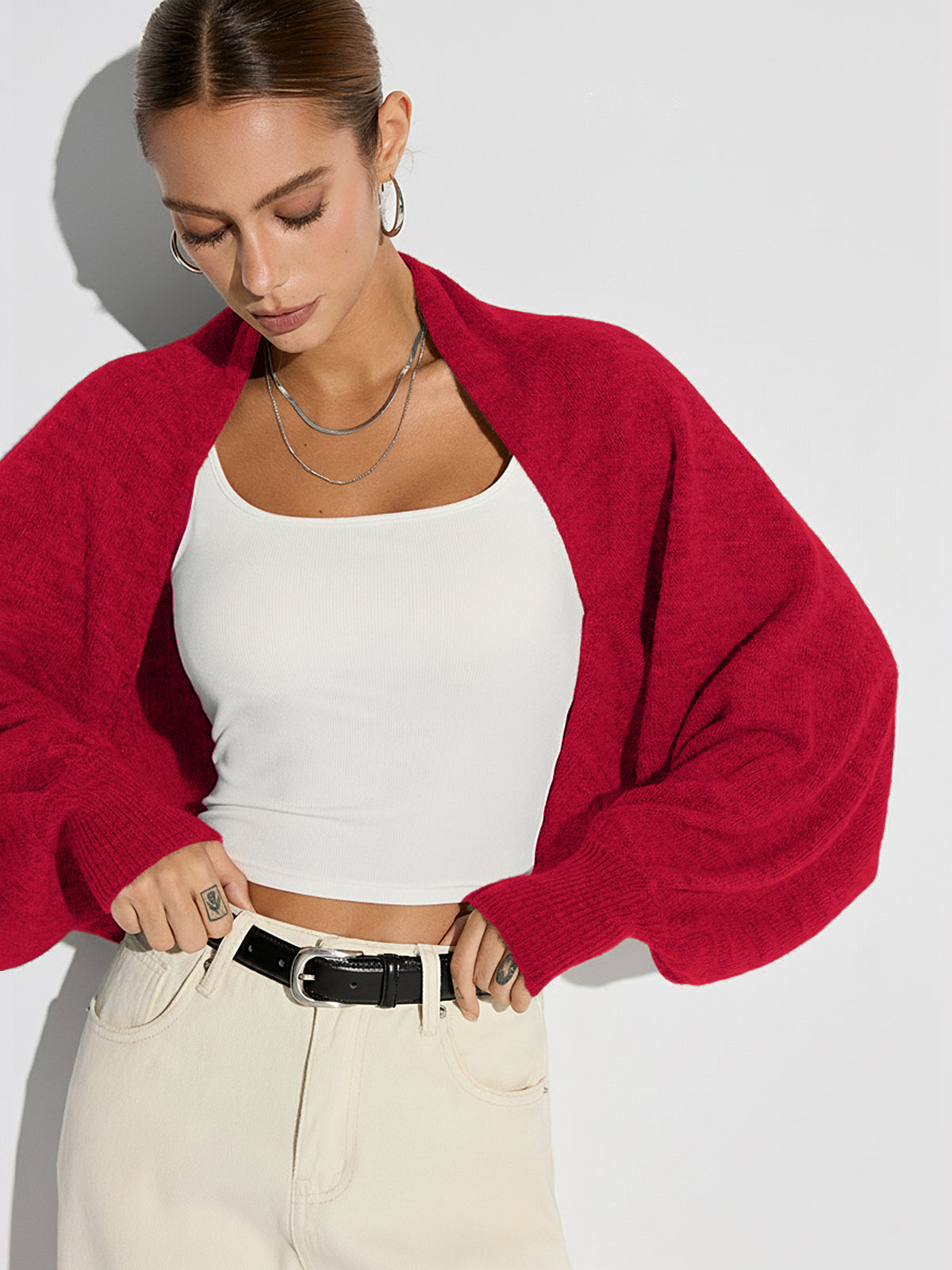 Cozy Oversized Batwing Sleeve Wool Blend Cardigan