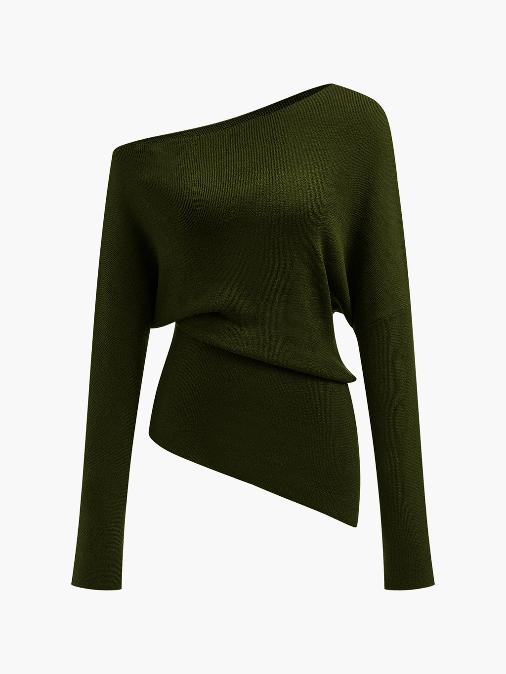 Asymmetrical Neck Wool-Blend Knit Top