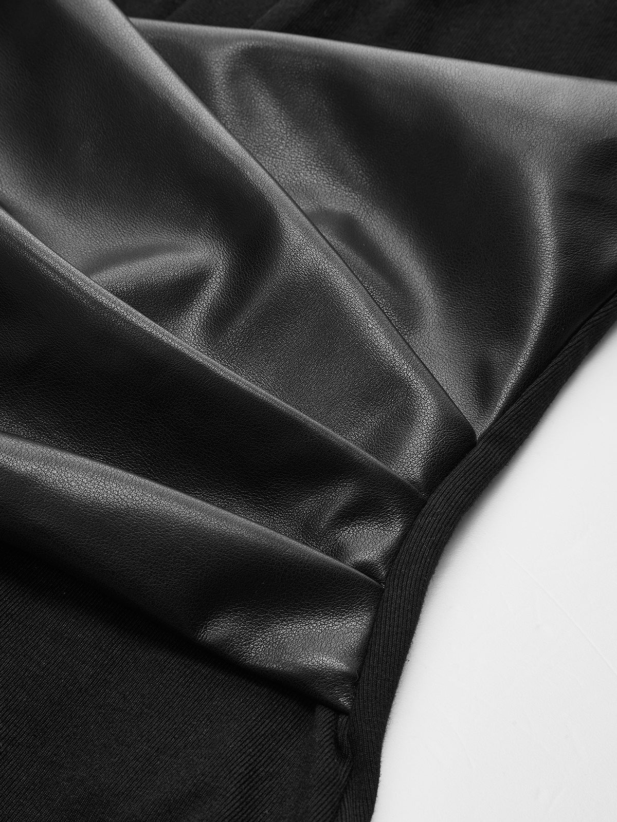 V-Neck Faux Leather Wrap Bodysuit with Defined Waist