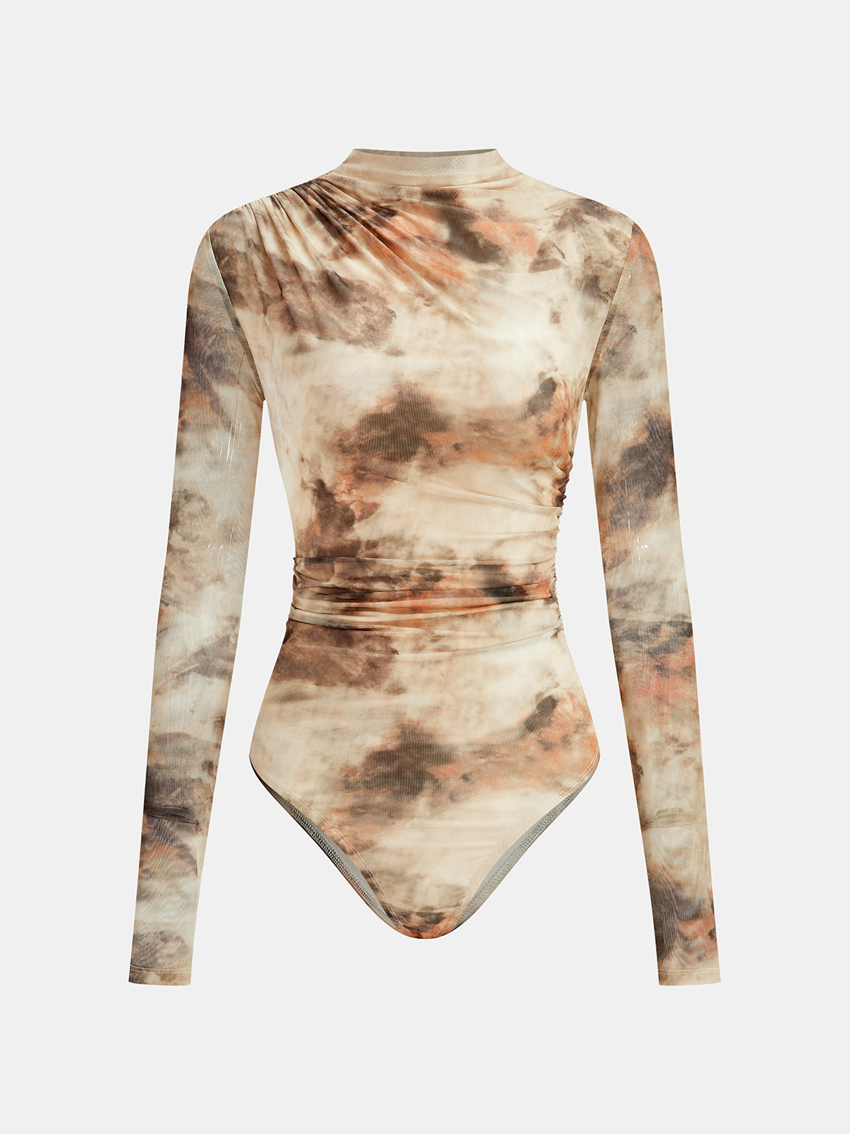 Ruched Long Sleeve Bodysuit with Gradient Print