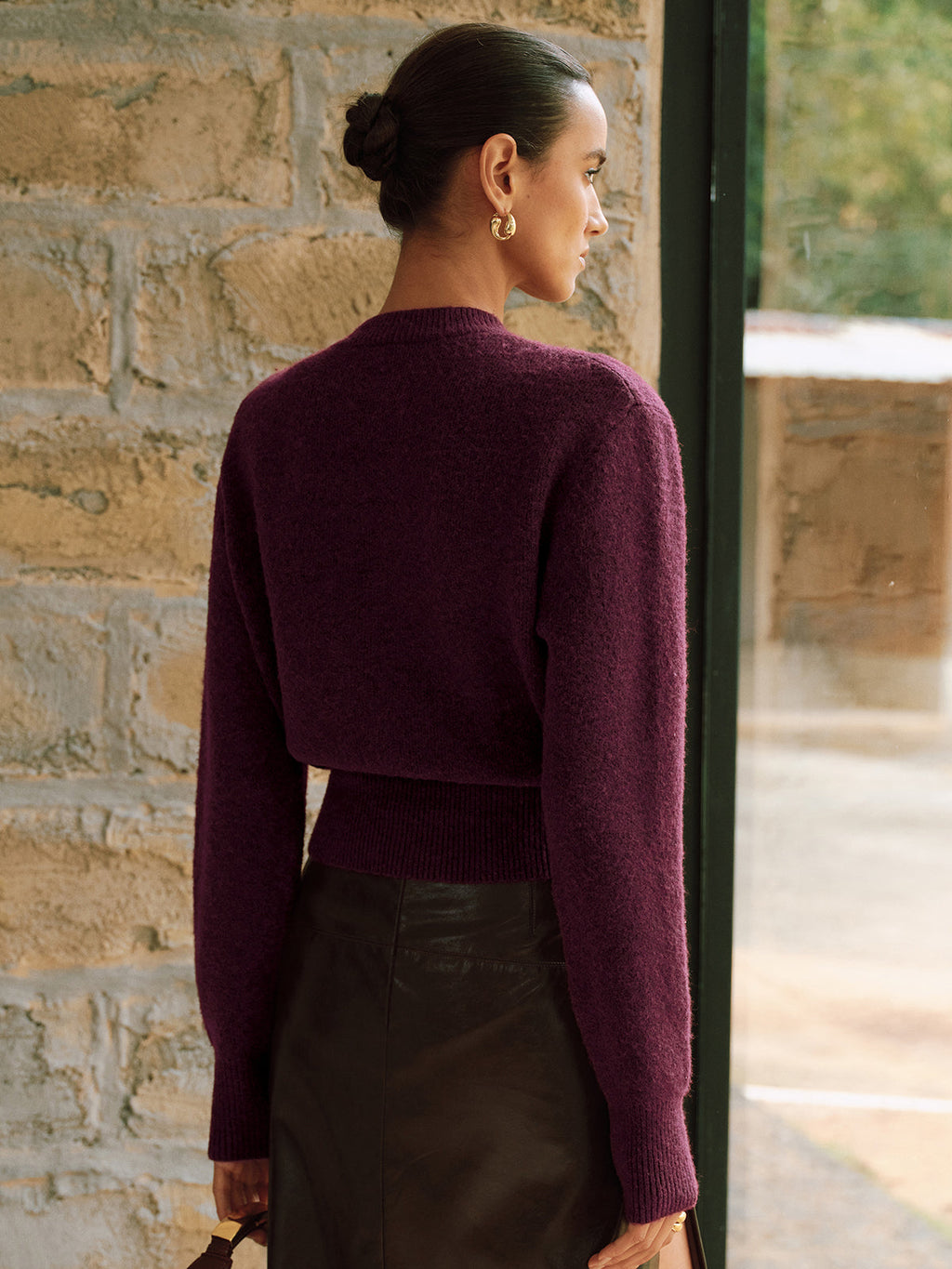 Long Sleeve Sweater with Horsebit Accents