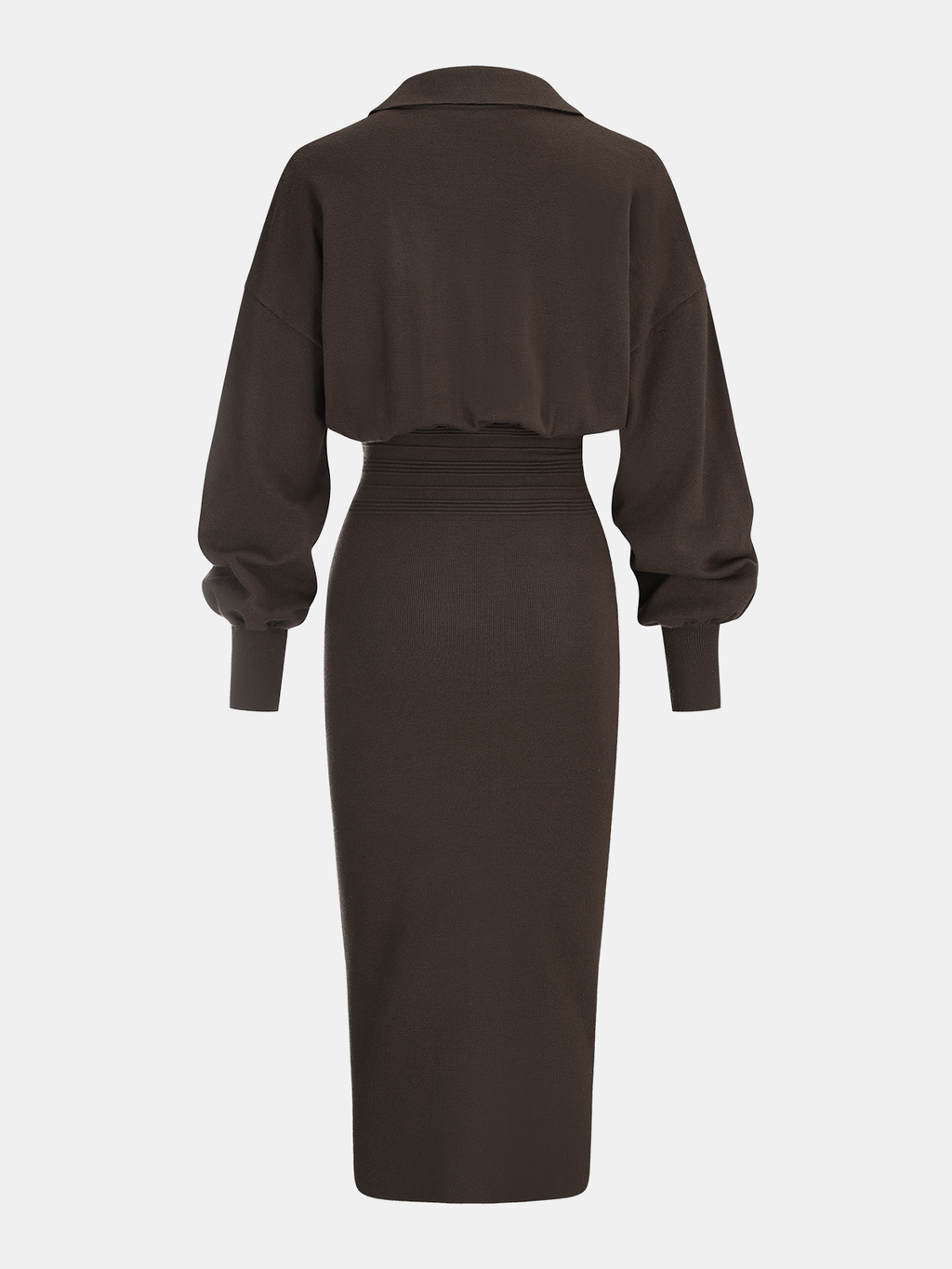Tailored Knit Shirt Dress with Cinched Waist