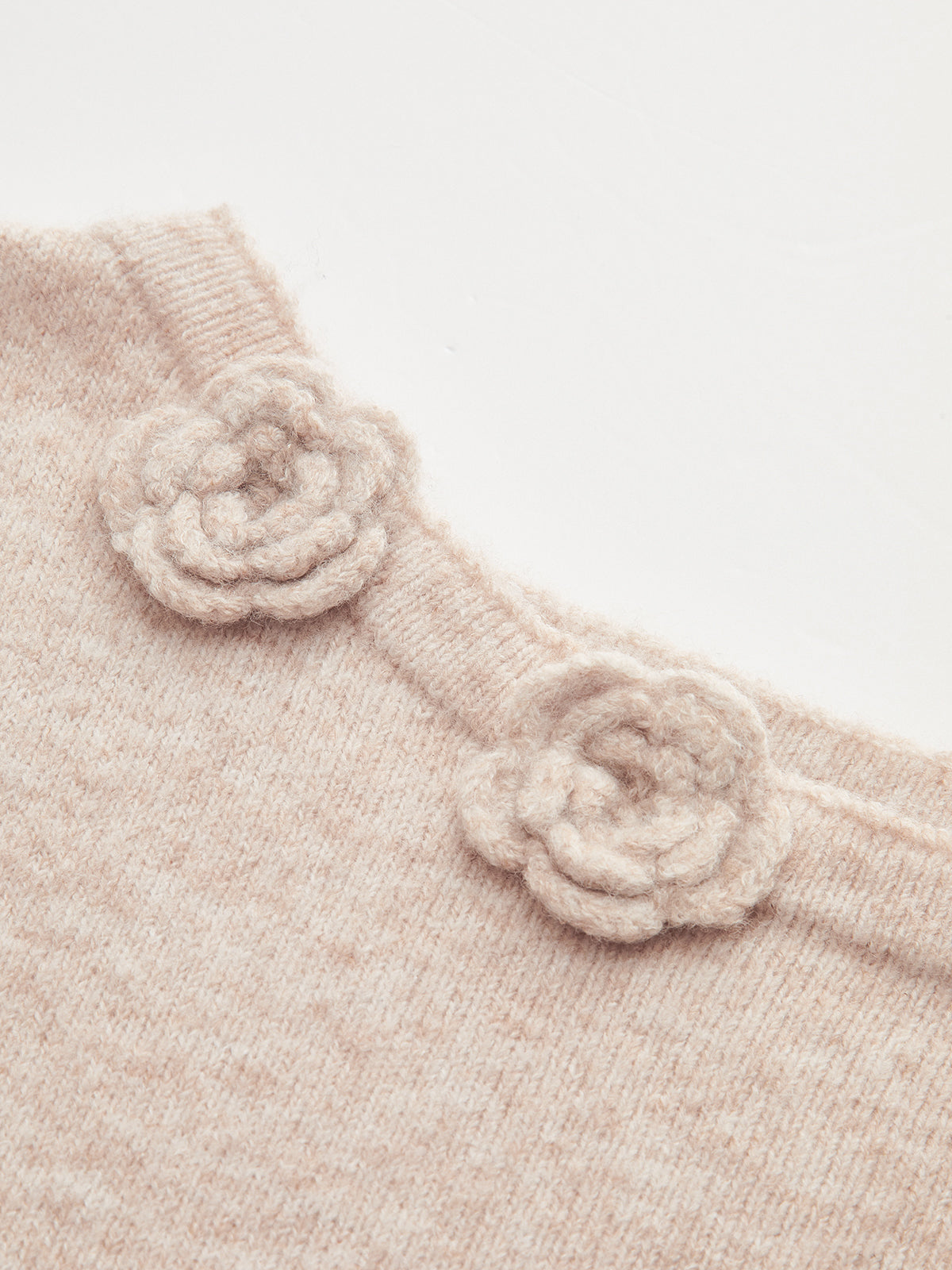 Floral-Embellished Knit Top with Cinched Waist