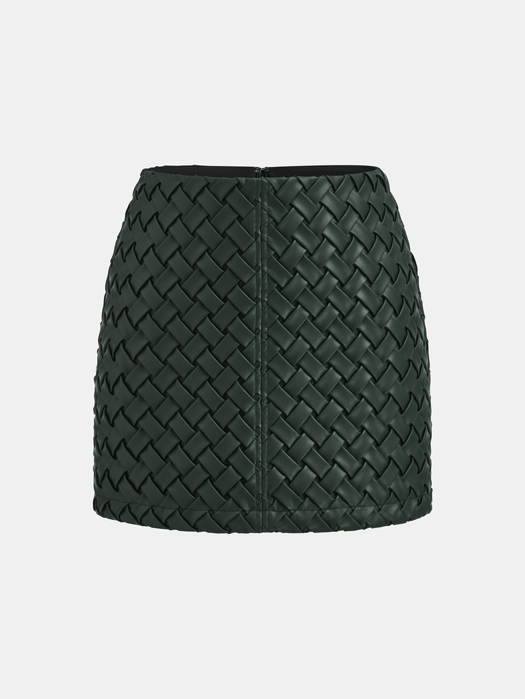 Woven Faux Leather Mini Skirt with Textured Finish