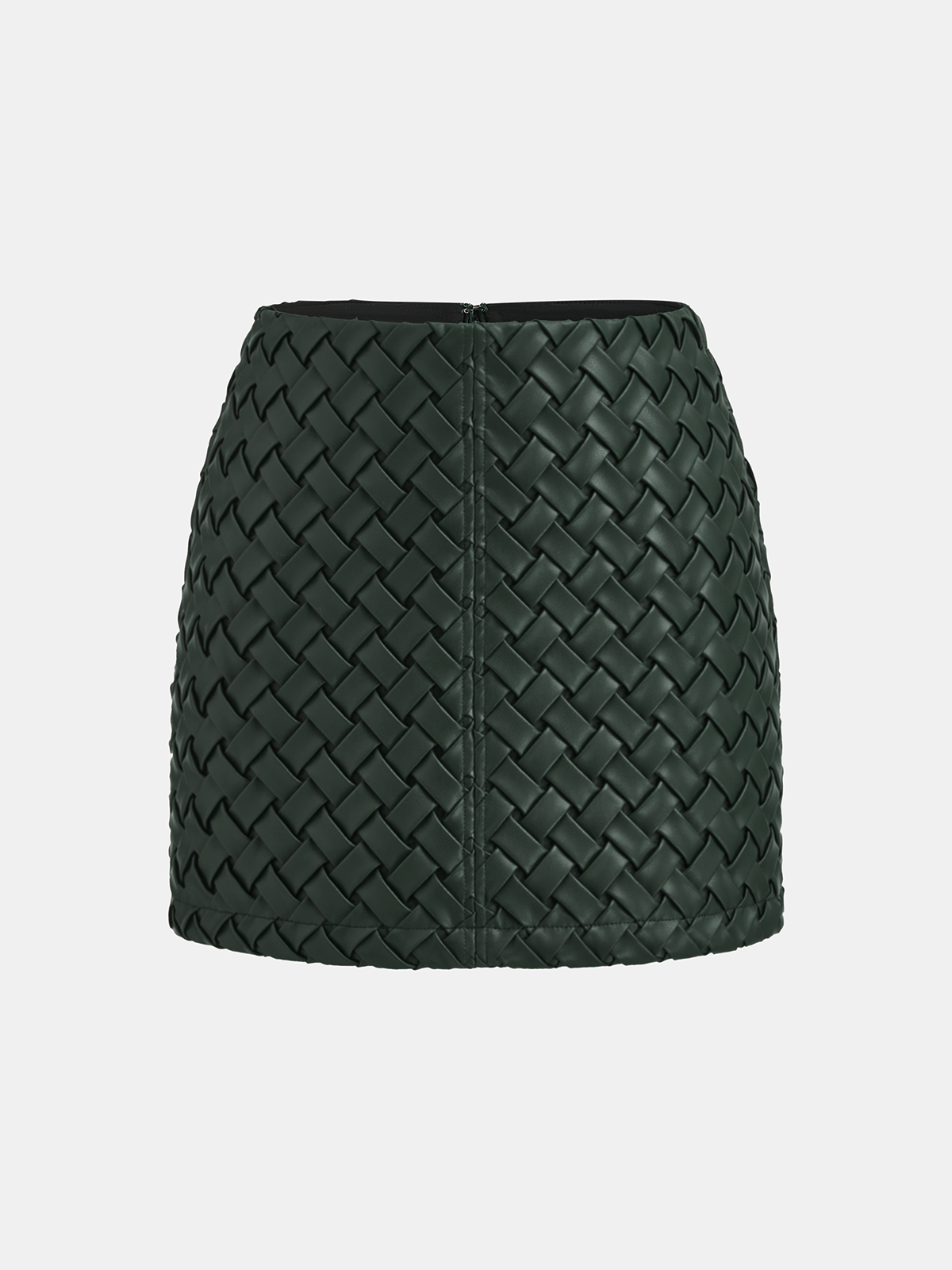 Woven Faux Leather Mini Skirt with Textured Finish