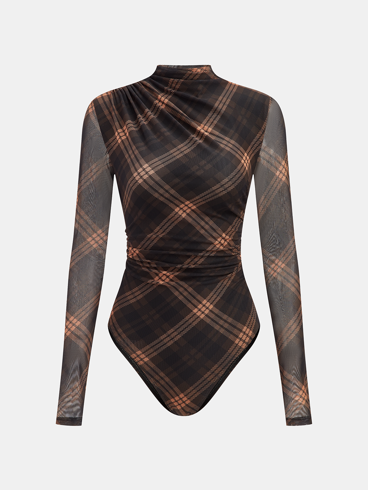 Ruched Long Sleeve Bodysuit with Gradient Print