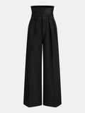 Pleated Wide Leg Pants with Corset Waist Detail