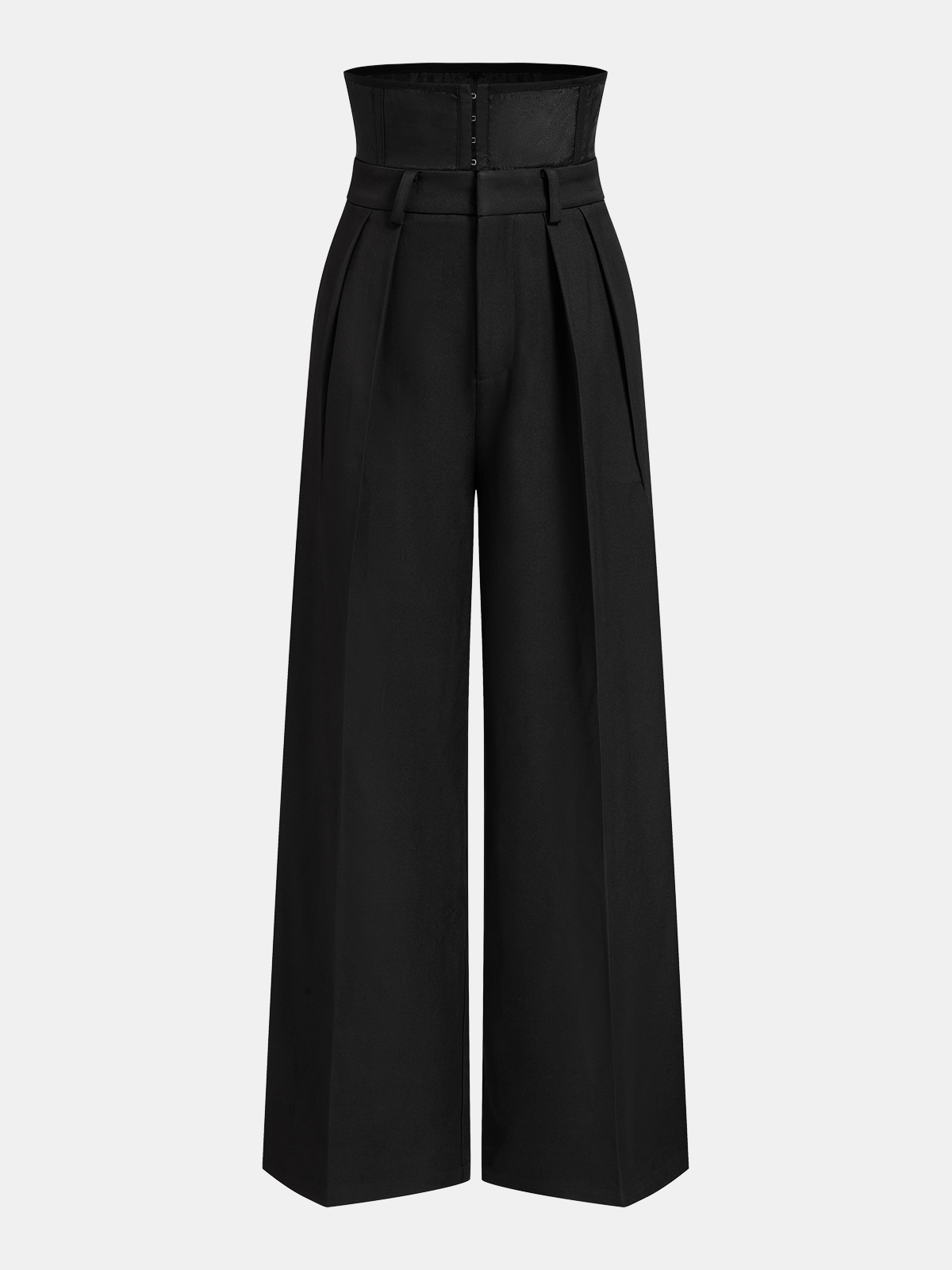 Pleated Wide Leg Pants with Corset Waist Detail