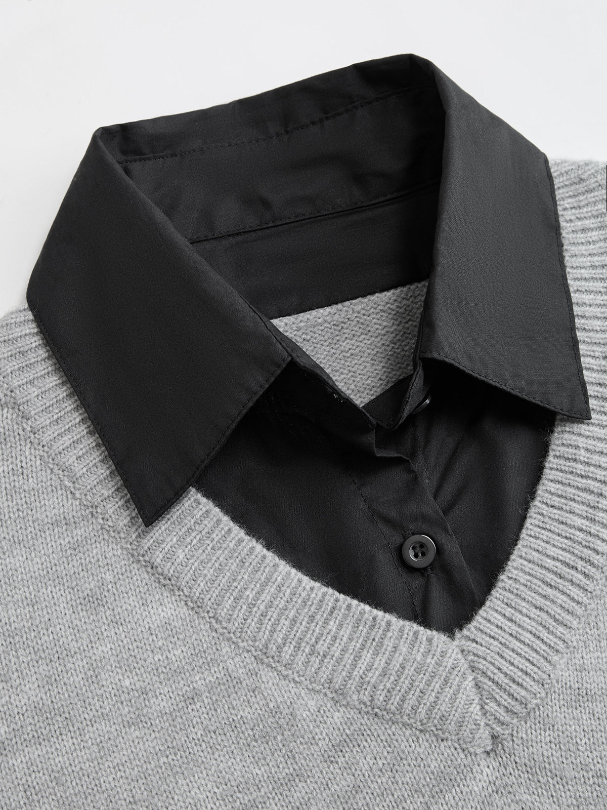 Lace Hem Sweater with Contrast Collar Detail
