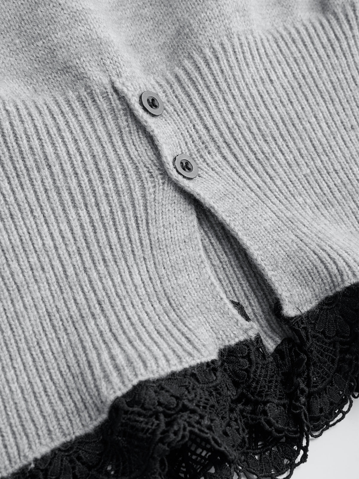 Lace Hem Sweater with Contrast Collar Detail