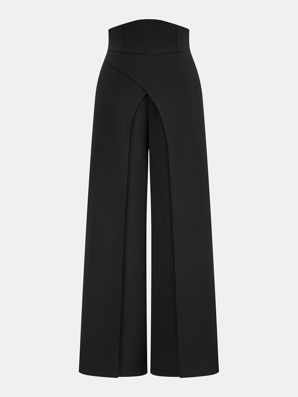 Asymmetrical High-Waisted Wide-Leg Trousers