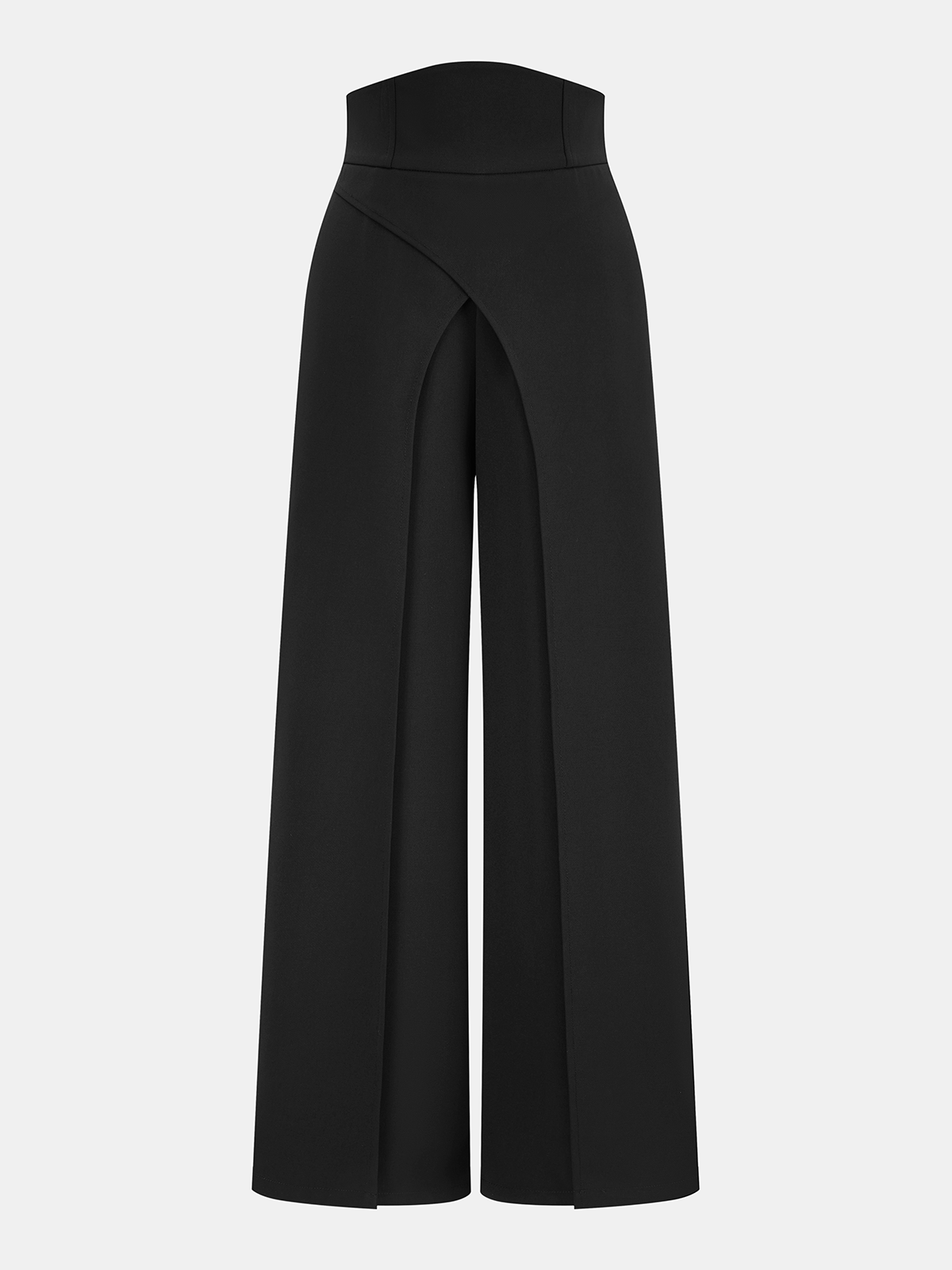 Asymmetrical High-Waisted Wide-Leg Trousers