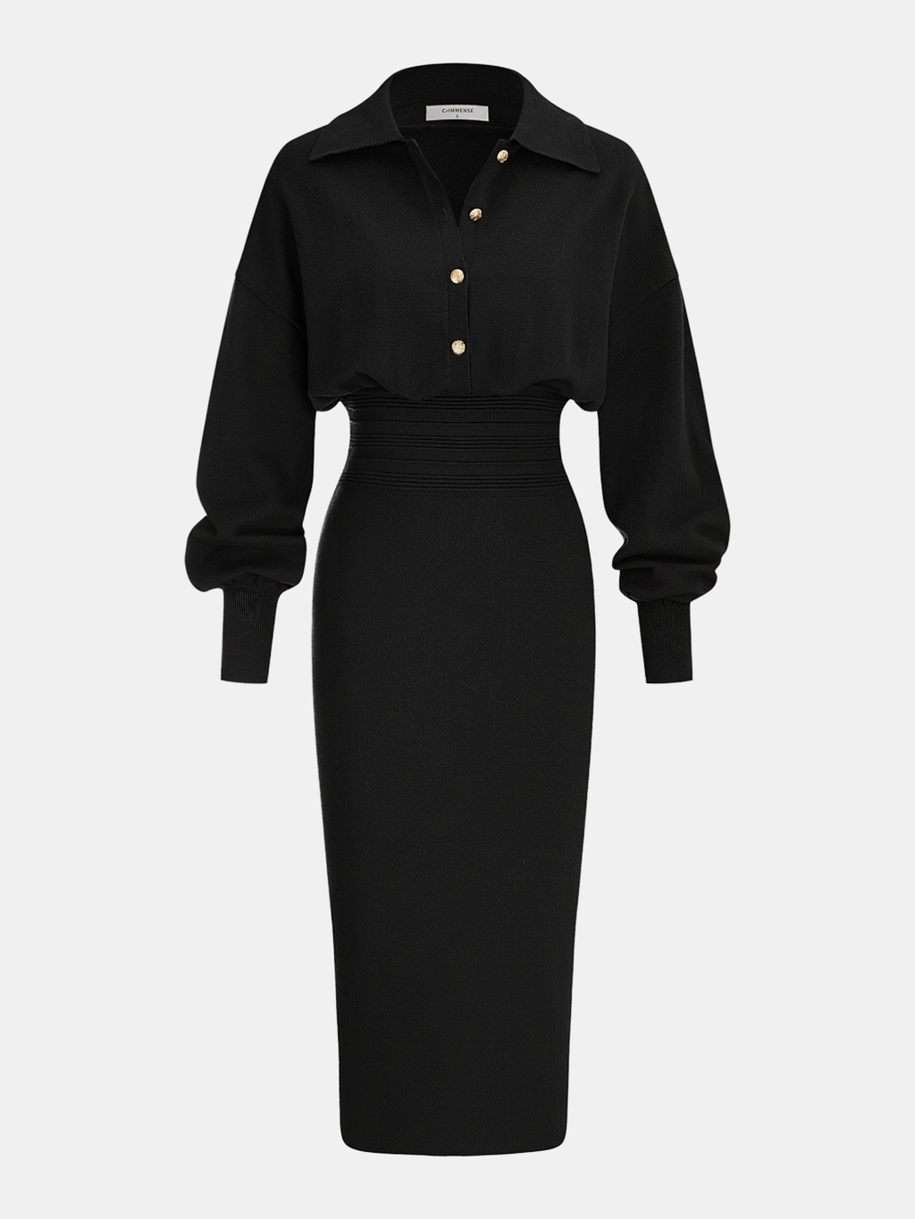 Tailored Knit Shirt Dress with Cinched Waist
