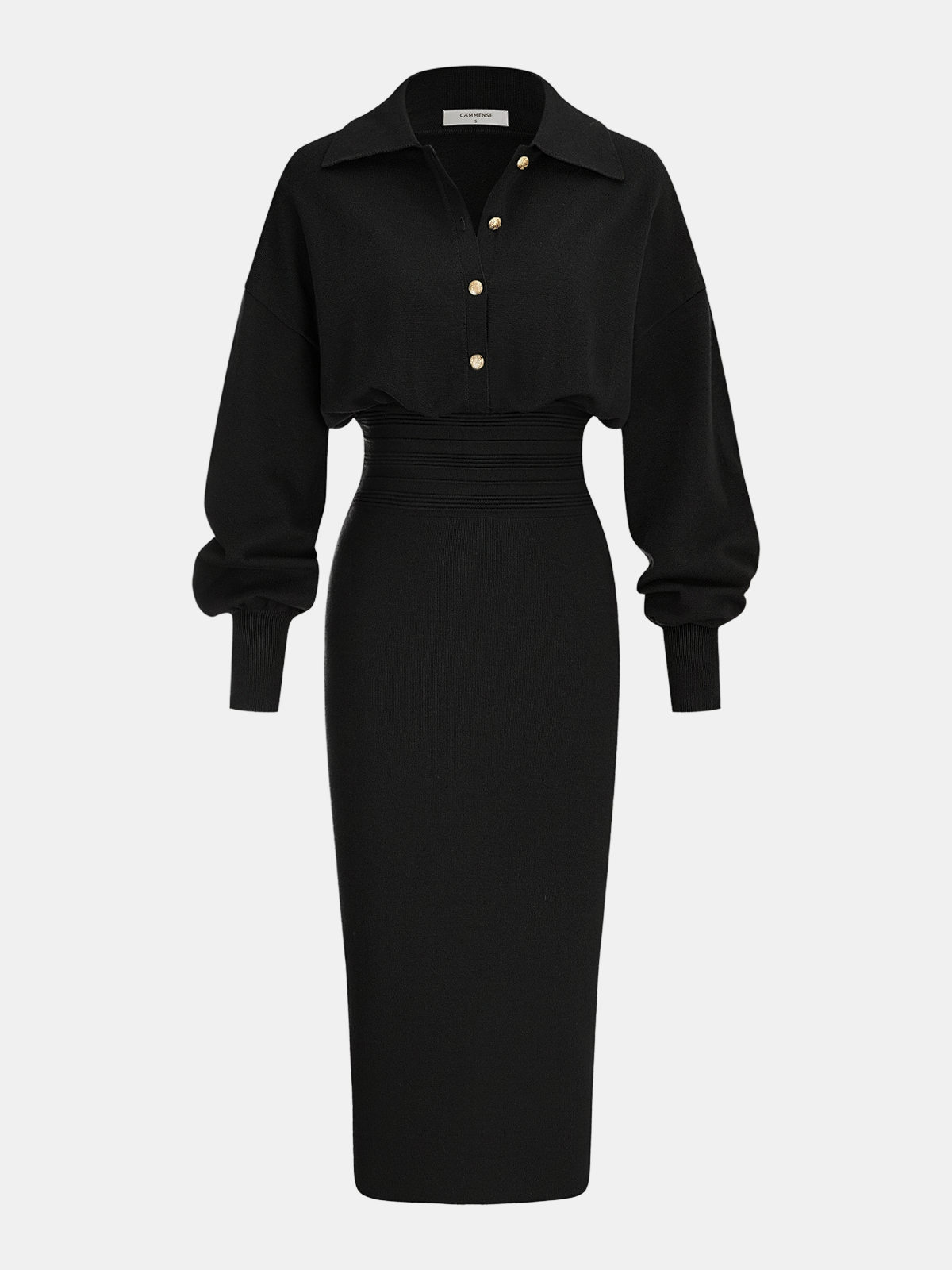 Tailored Knit Shirt Dress with Cinched Waist
