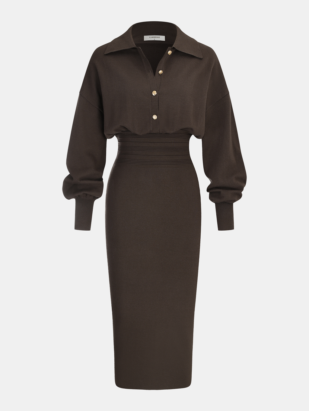 Tailored Knit Shirt Dress with Cinched Waist