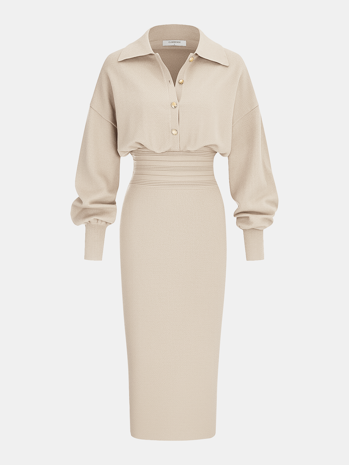 Tailored Knit Shirt Dress with Cinched Waist