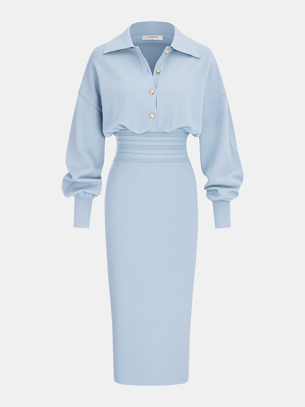 Tailored Knit Shirt Dress with Cinched Waist