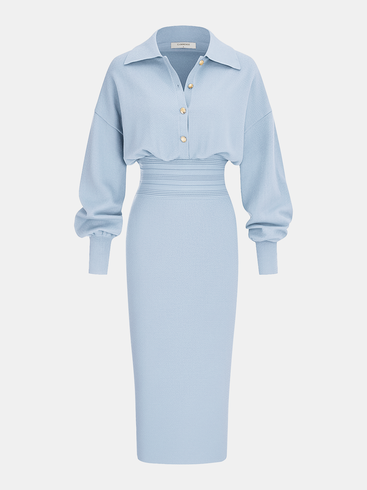 Tailored Knit Shirt Dress with Cinched Waist