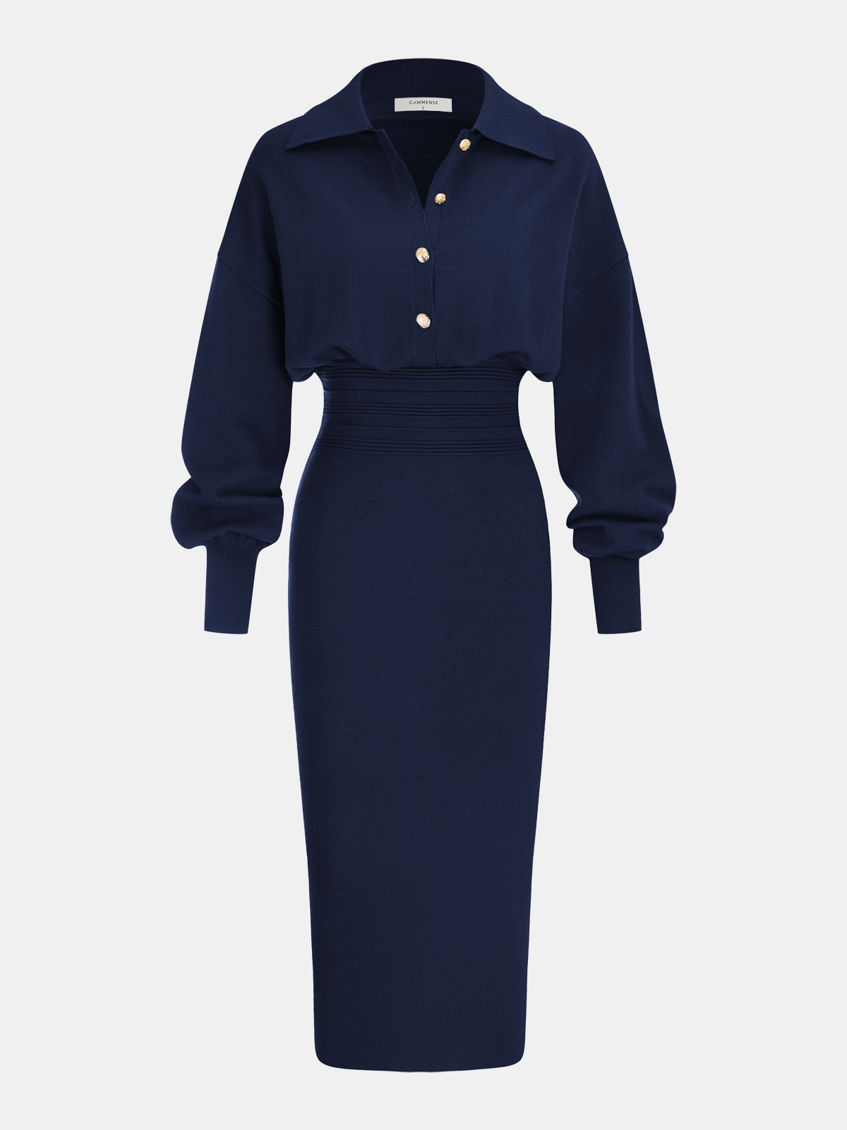 Tailored Knit Shirt Dress with Cinched Waist