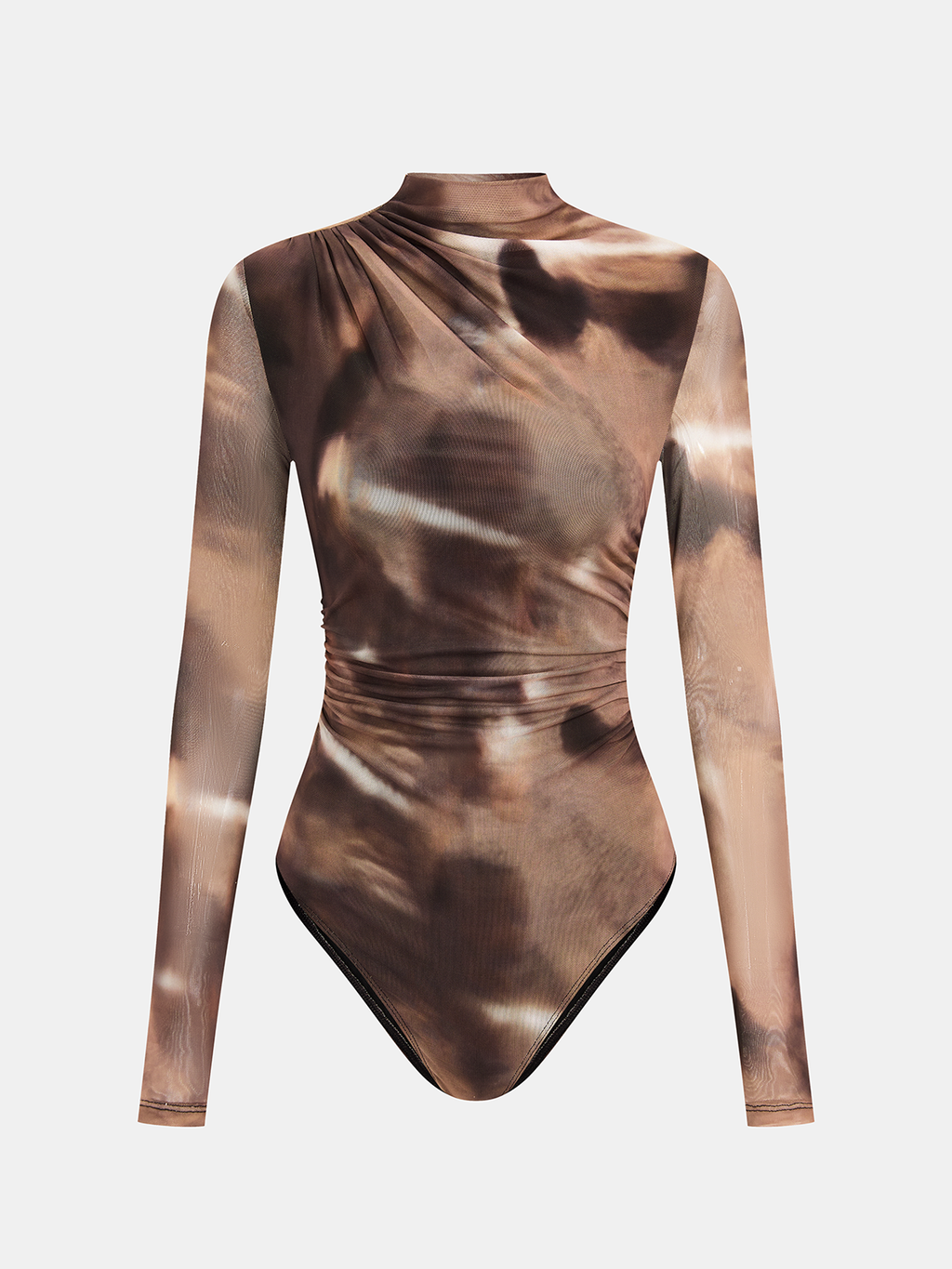 Ruched Long Sleeve Bodysuit with Gradient Print