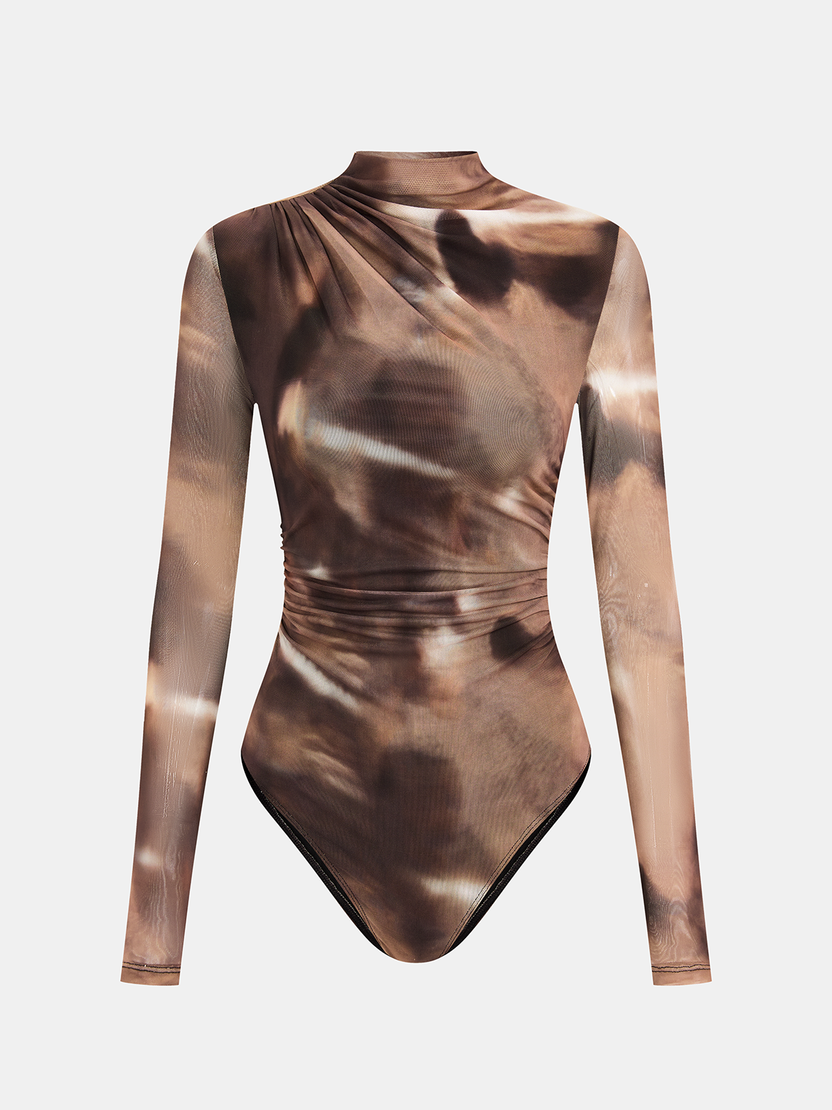 Ruched Long Sleeve Bodysuit with Gradient Print