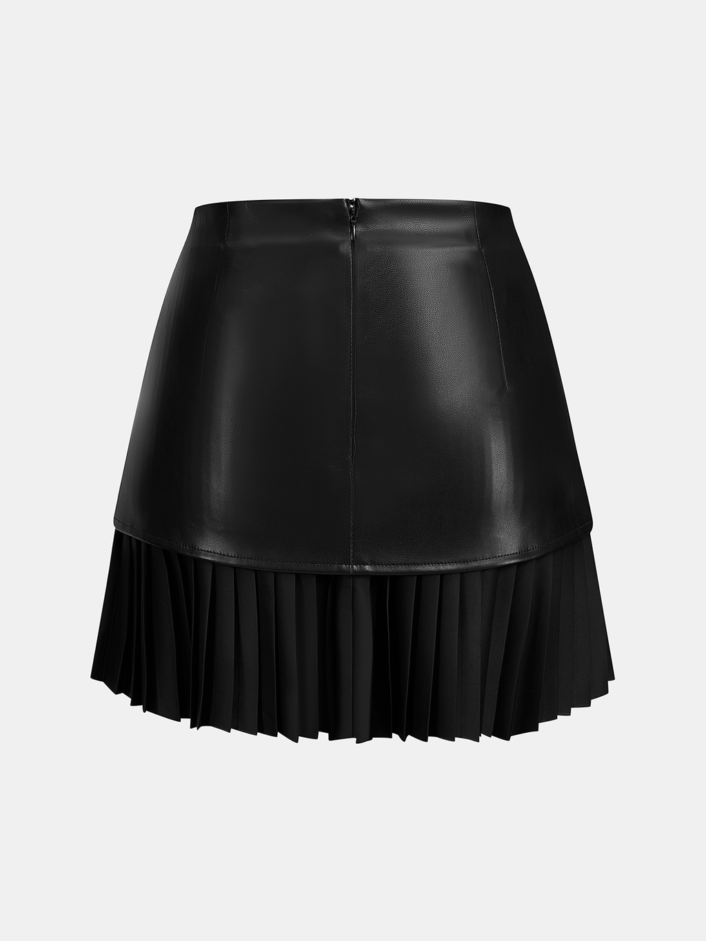 Ruched Pleated Faux Leather Mini Skirt