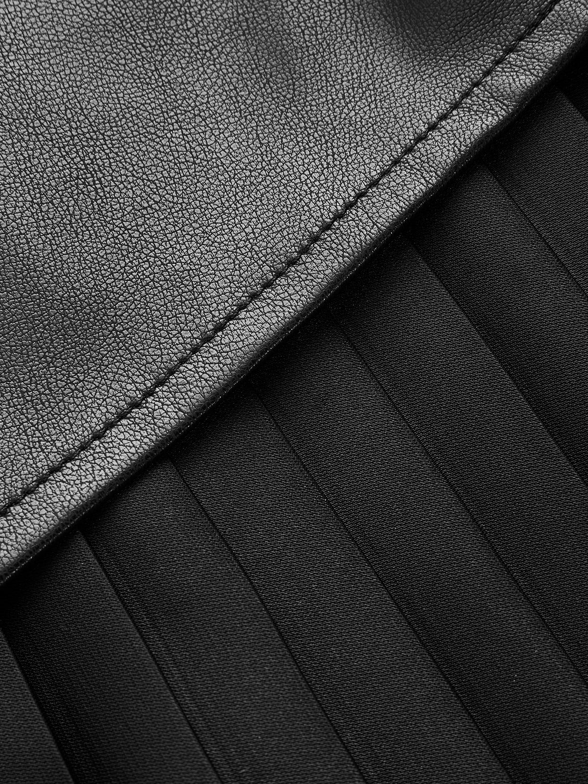 Ruched Pleated Faux Leather Mini Skirt