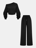 Chic Off-Shoulder Lounge Set with Drawstring Trousers