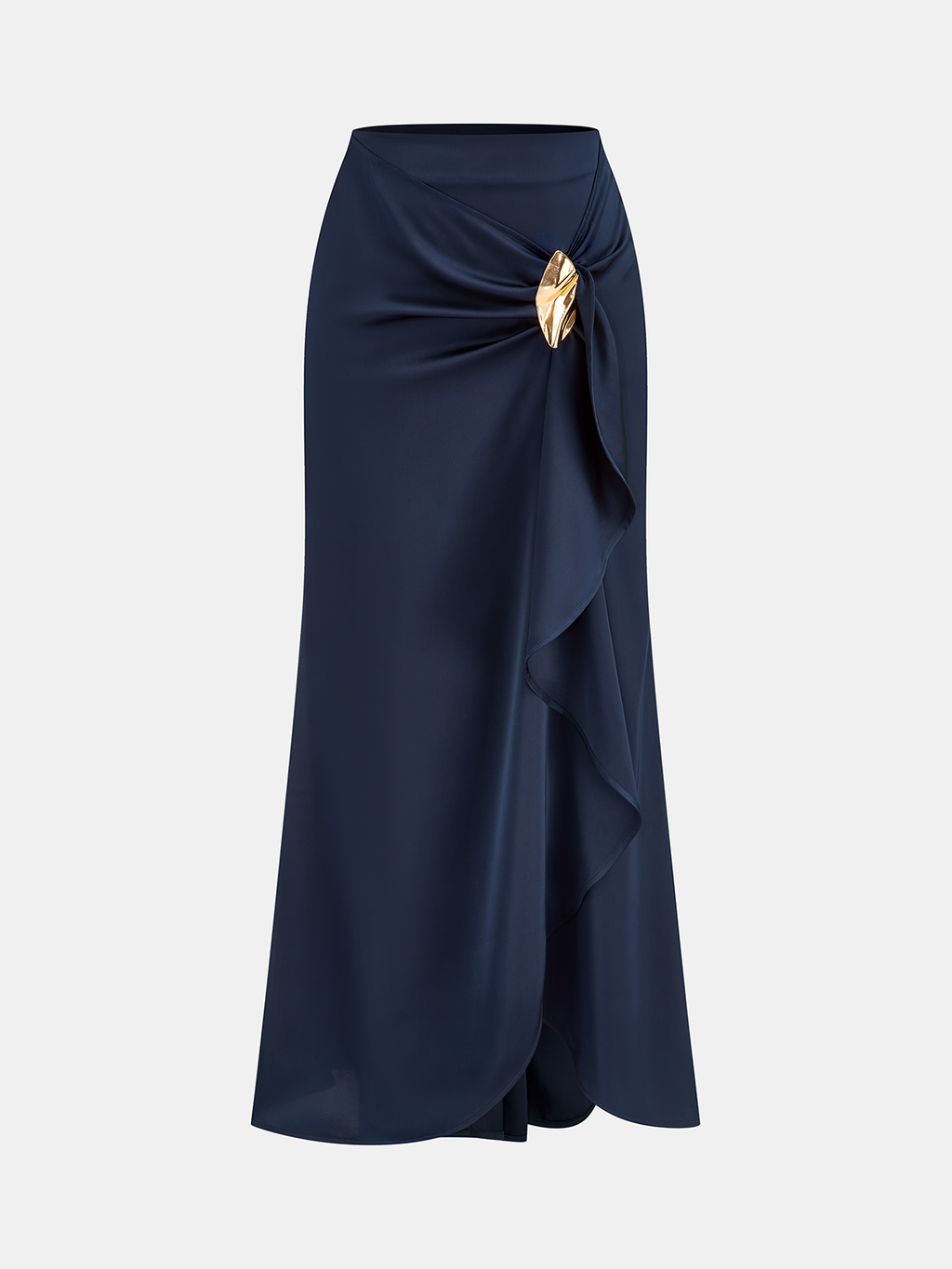 Twisted Satin Bodysuit with Ruffled Maxi Skirt Ensemble