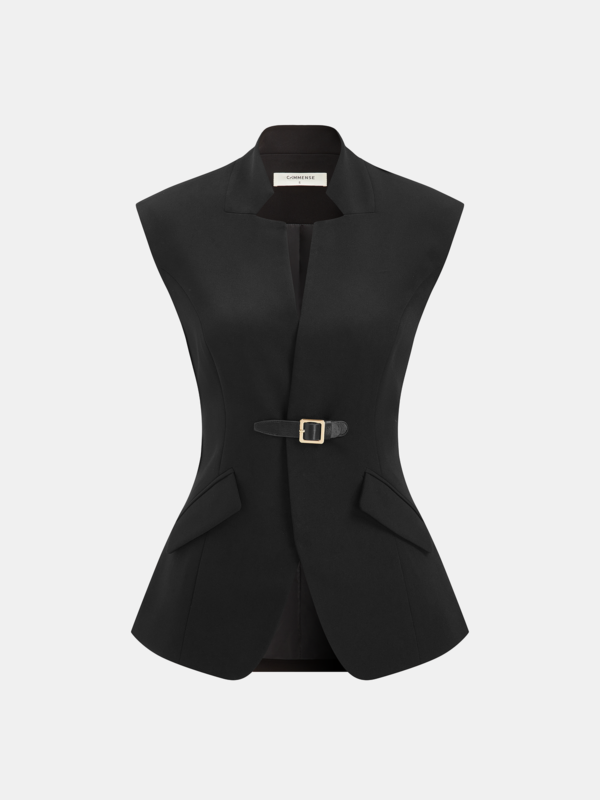Buckle Detail Notch Lapel Blazer Vest