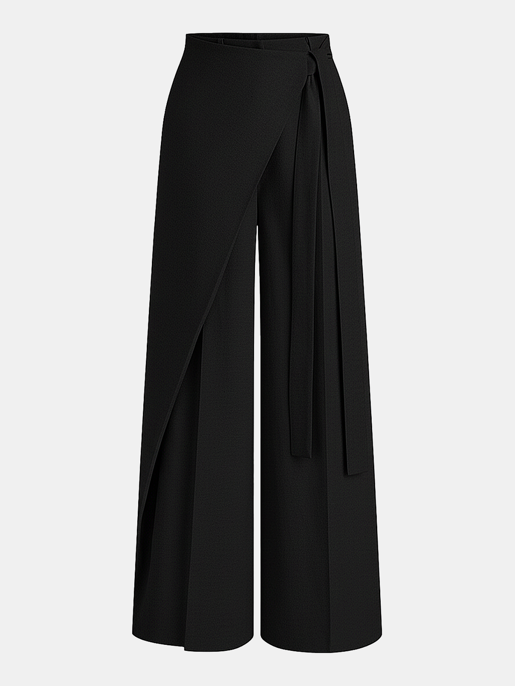 Chic Asymmetric Wide-Leg Wrap Trousers
