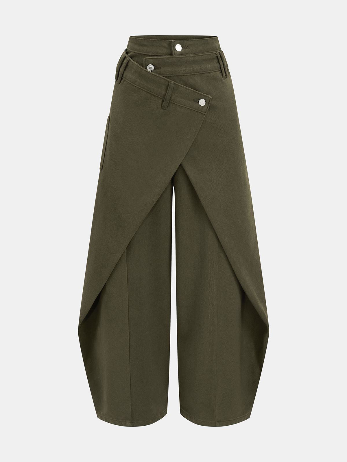 Cross-Front Wide-Leg Jeans – Mid Waist Denim